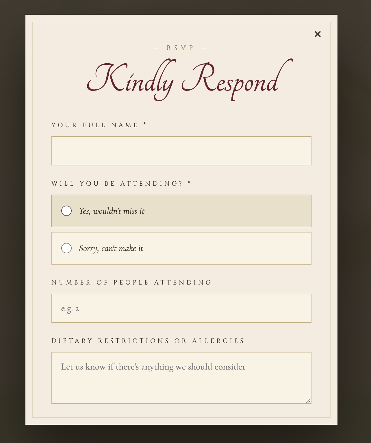 Form — RSVP