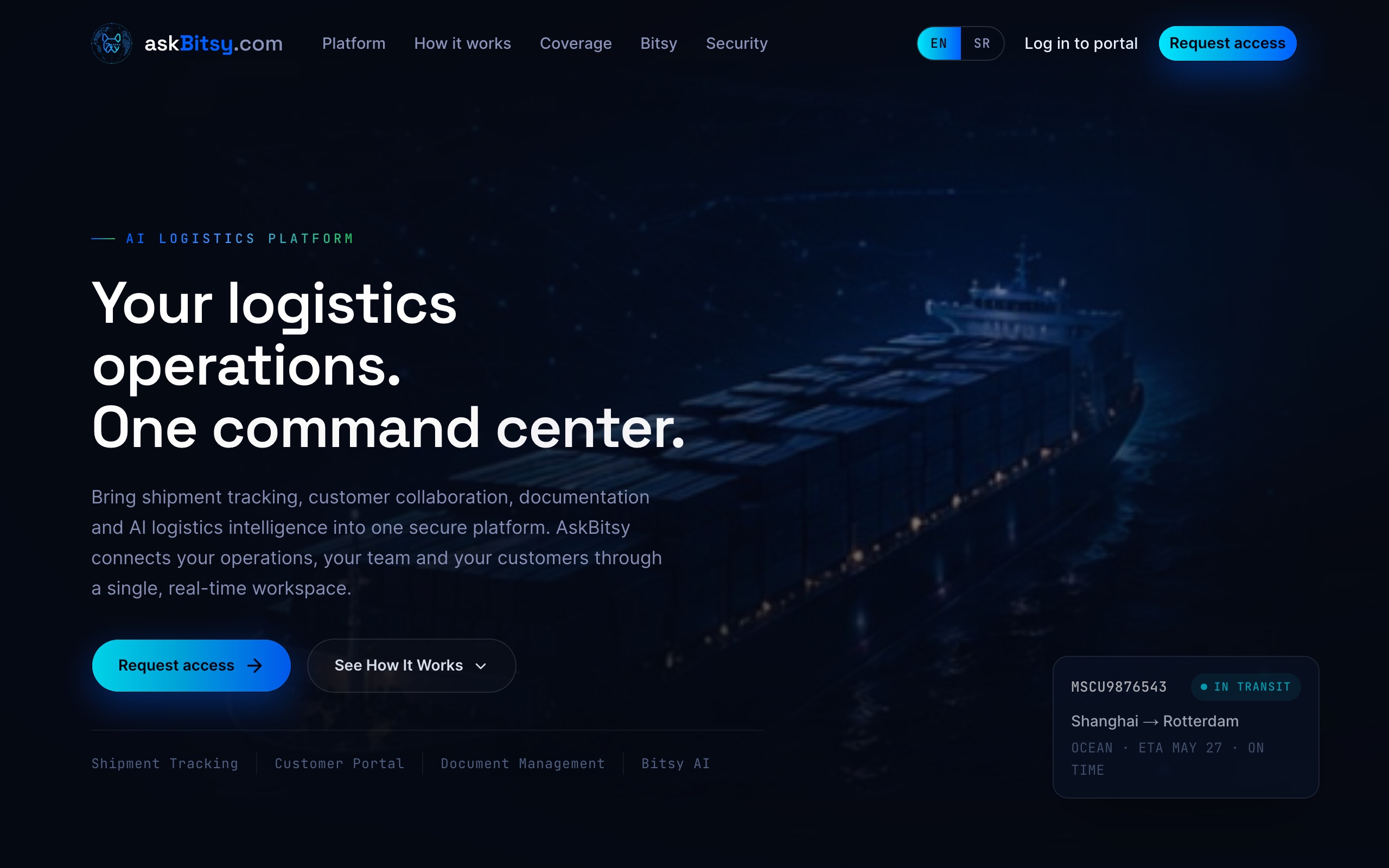 The top of the AskBitsy landing page