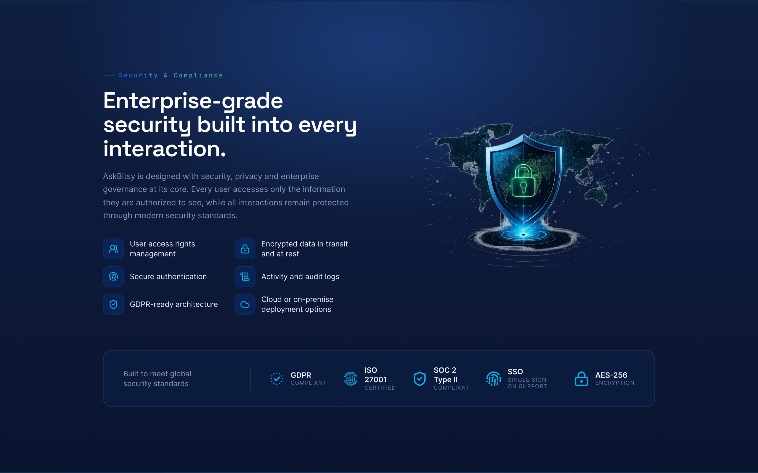 The security and compliance section on the page