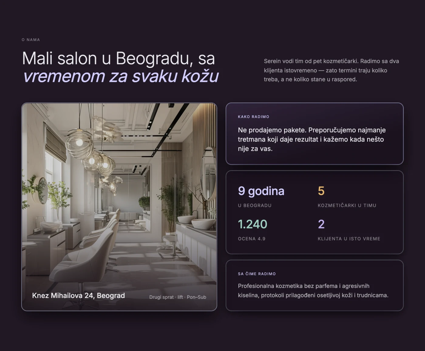 About the salon — Website Design for Beauty Salons