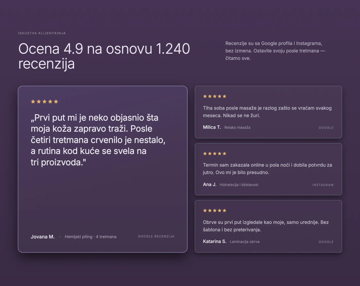 Client reviews — Website Design for Beauty Salons