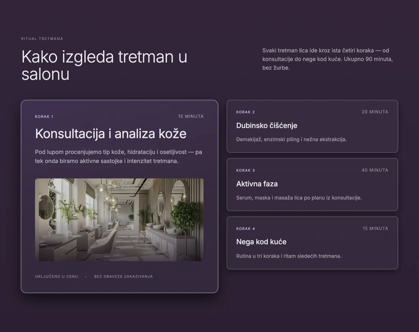 Treatment ritual — Website Design for Beauty Salons